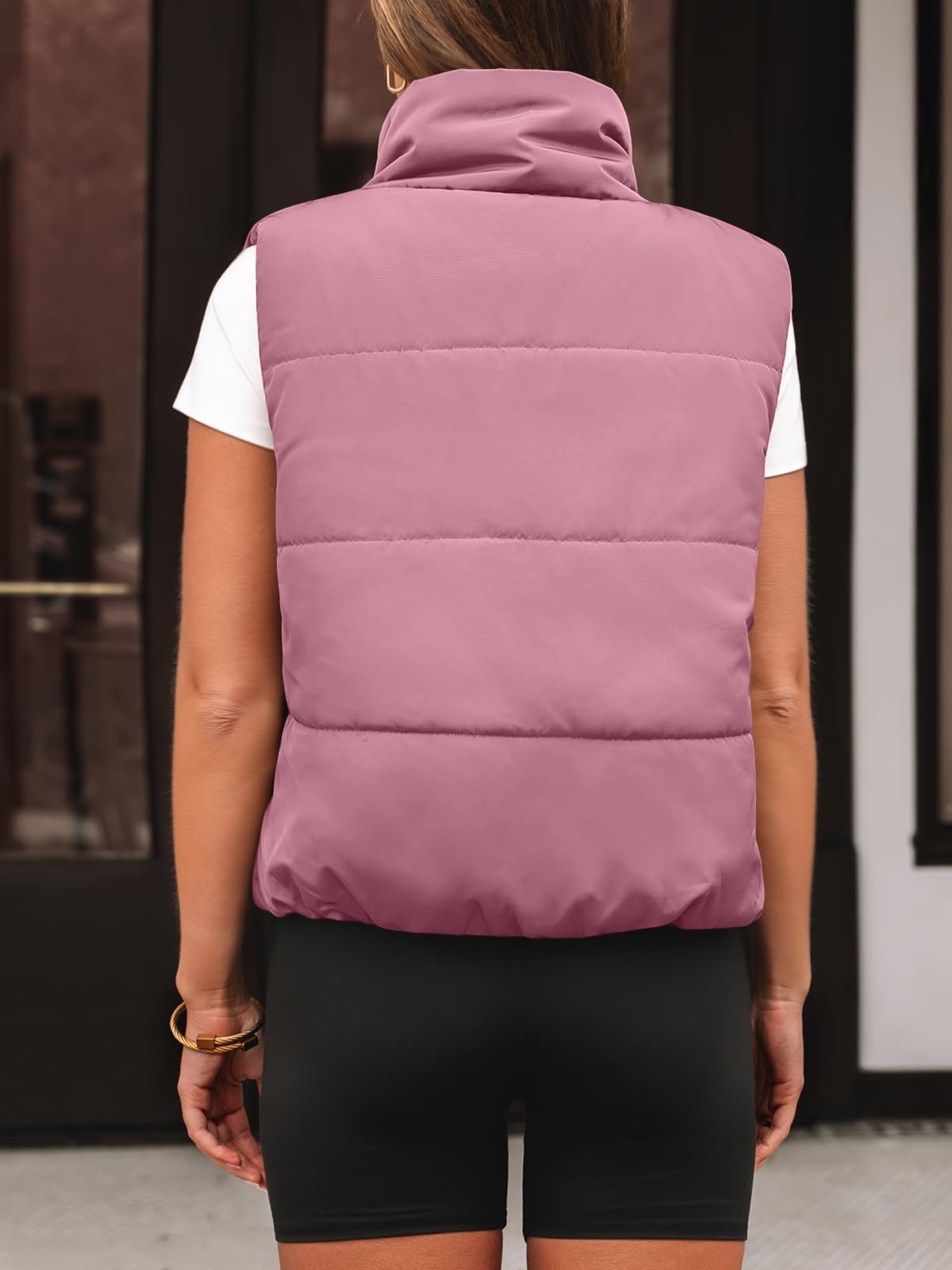 AUTOMET Women‘s Cropped Puffer Vest, Y2K Inspired Sleeveless Gilet for Fall Winter Spring, Casual to Street Outerwear