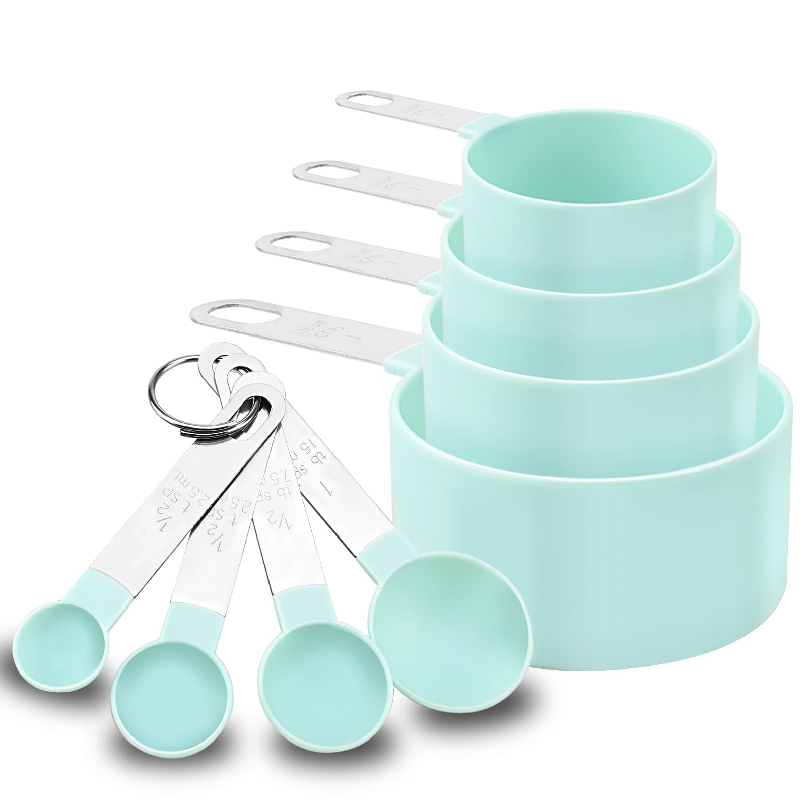 Lot De 8 Cuillères Et Tasses à Mesurer Empilables - Acier Inoxydable Pour Cuisine Précise