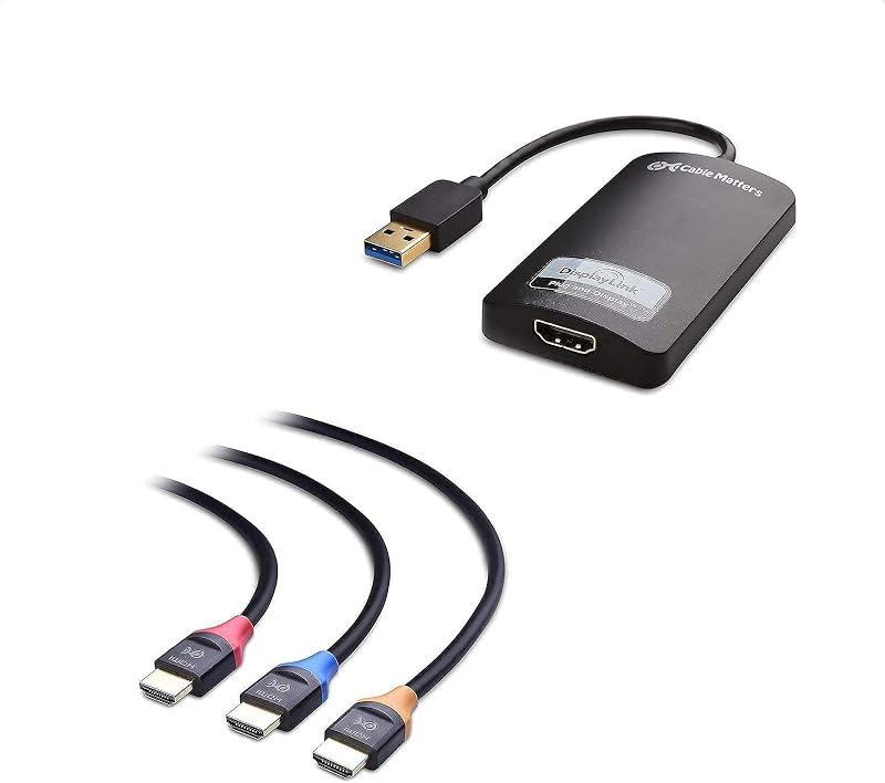 SuperSpeed USB 3.0 to HDMI Adapter (USB to HDMI Adapter) for Windows & 3-Pack High Speed HDMI to HDMI Cable 6 Feet
