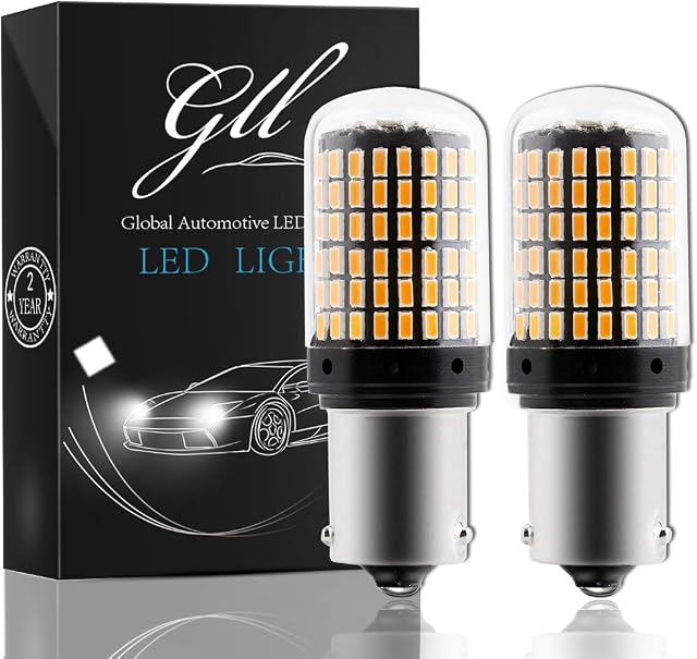 GLL 2pcs Amber BAU15S LED Turn Signal Bulbs, 7507 1156PY PY21W LED Canbus, Super Bright 144-3014-SMD 2800 Lumens, Only Used for Turn Signal Light(DC 12V)