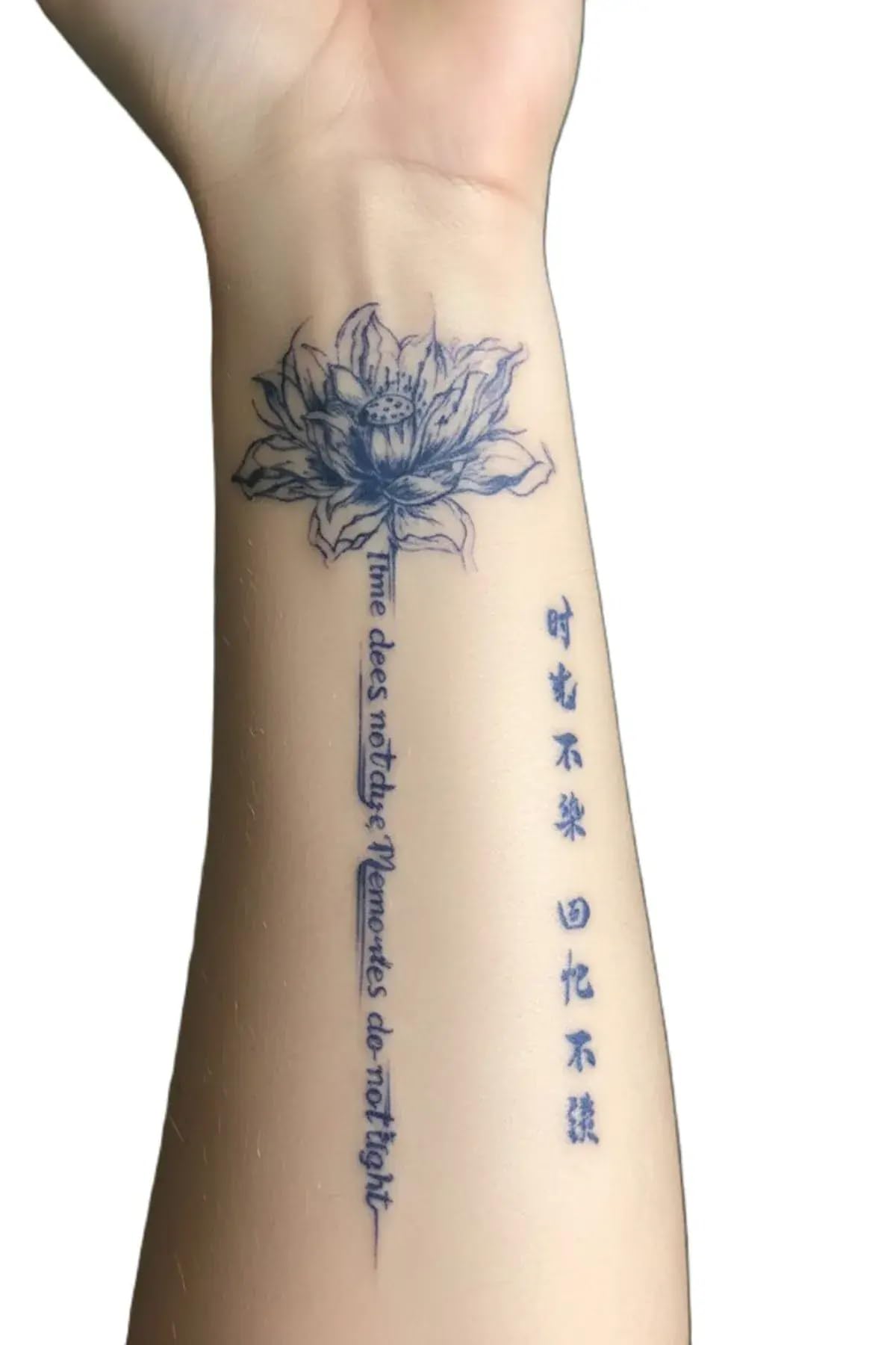 Yazılı Lotus Yarı Kalıcı Aylık Geçici Dövme Yapıştırma Dövme 18x11 cm