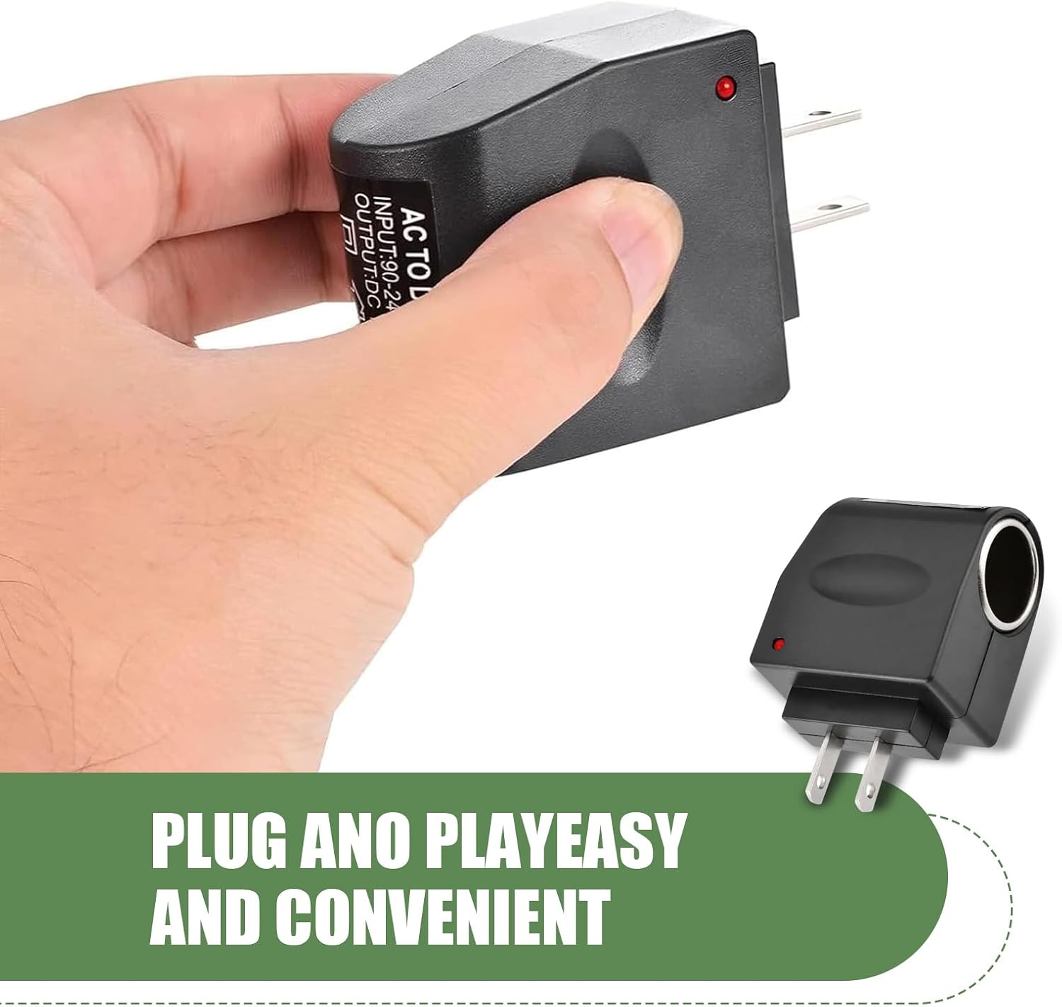 1 PC Car Plug-in Non-Destructive Installation Cigarette Lighter Socket, 2.95" x 2.2" x 1.18" 220V to 12V DC Transformer, Car Power Inverter Accessory, Suitable for Most Cars (Black) image 3