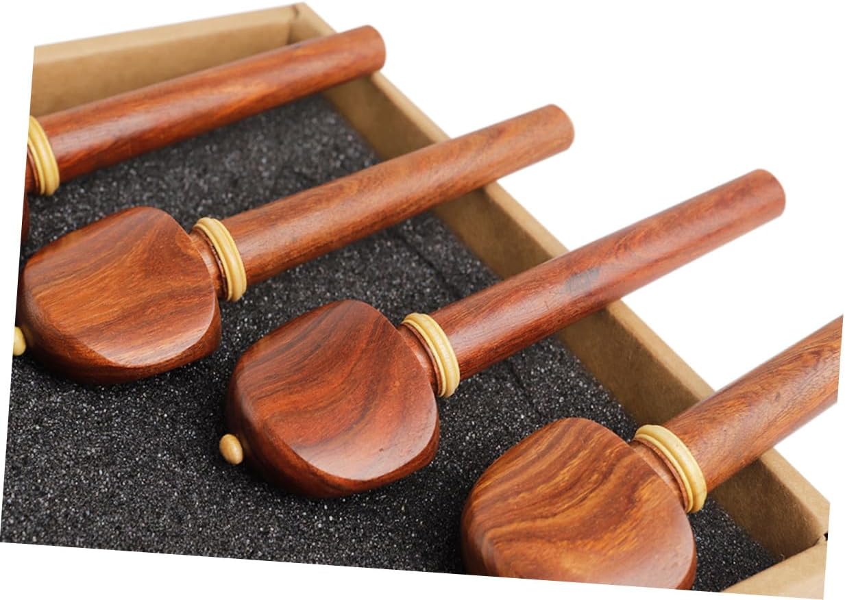 4pcs Solid Wood Rosewood Cello Pegs Tuning Shafts with Smooth Texture Vintage Chocolate Color Classic Style Cello Accessories Tool