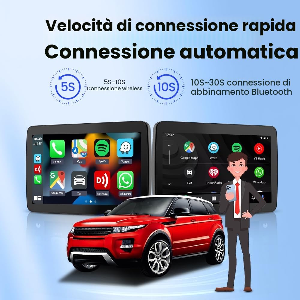 CarlinKit 2026 Wireless CarPlay & Android Auto Android 13.0 AiBox Adattatore, per auto con CarPlay cablato, sistema integrato 4+64GB con GPS, processore octa-core