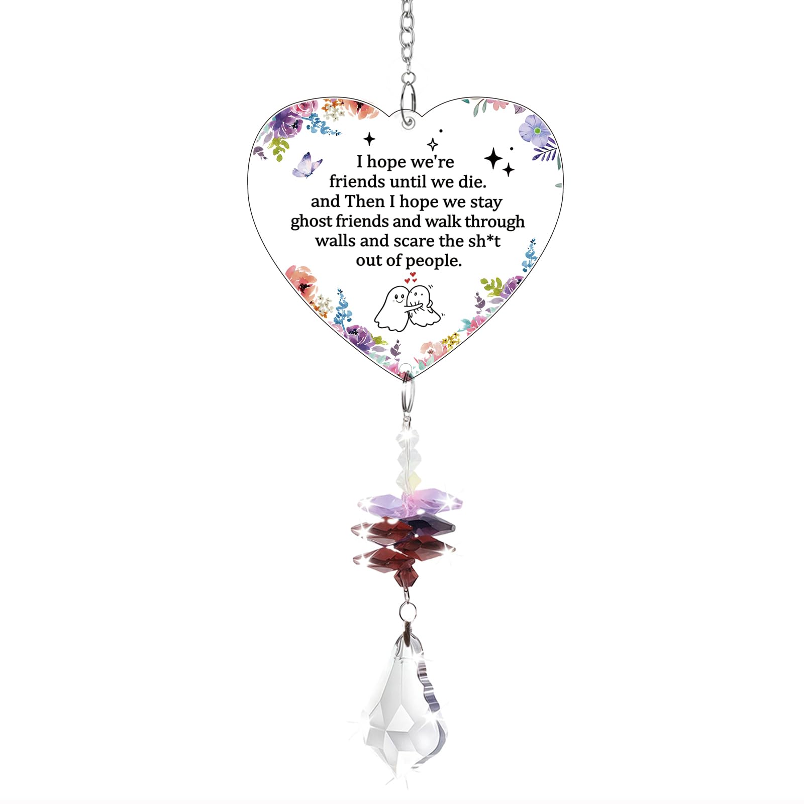 Friendship Gifts for Women, Funny Heart Shaped Acrylic Crvstal Suncatcher for Best Friend Birthday Gifts for Women Christmas Wedding Birthday Gifts, Anniversary Presents Friends Ideas Gift