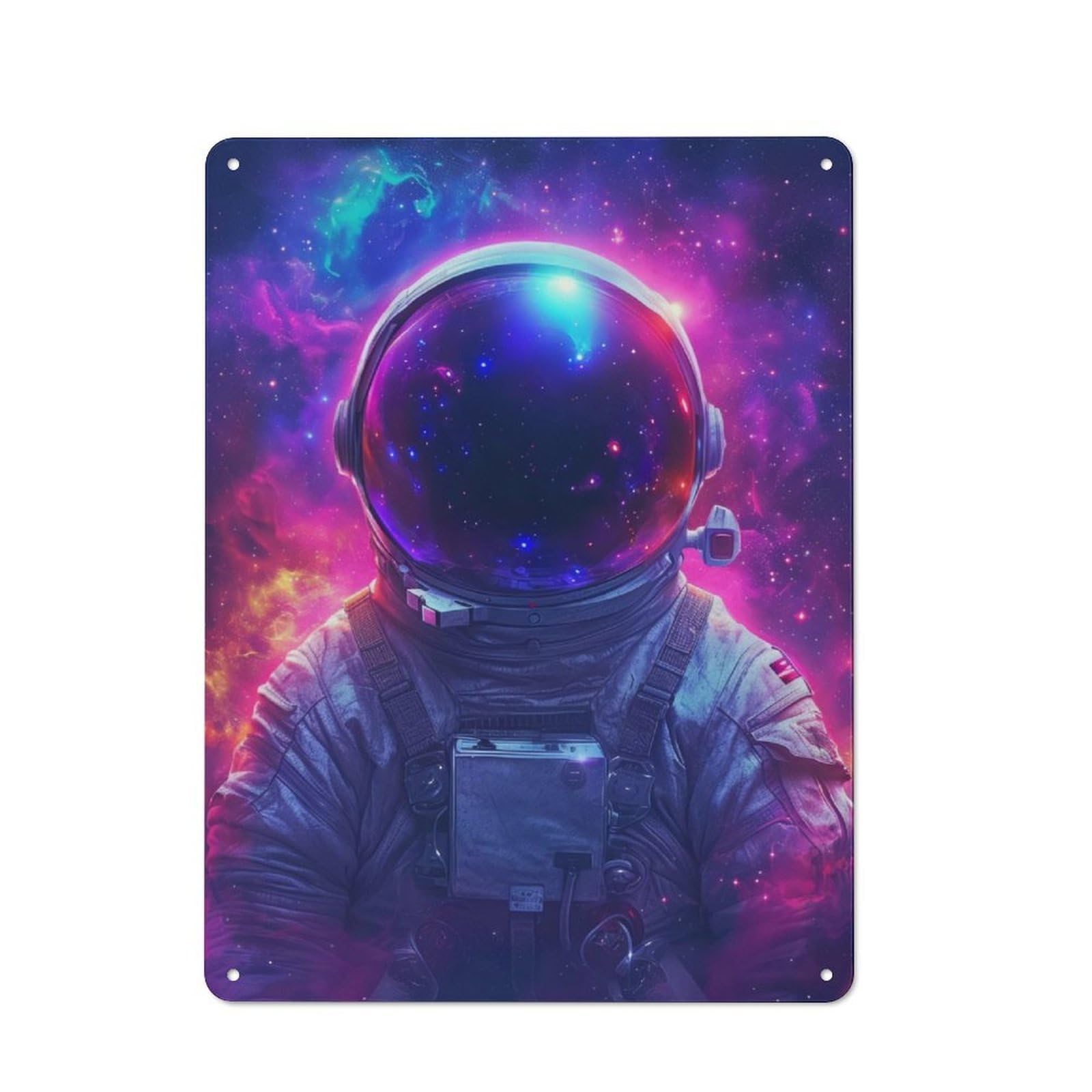 Junmoney Galaxy Astronaut Metal Sign 40X30cm With For Pub Or Café, Retro Decor, Suited To Café Interior Fans