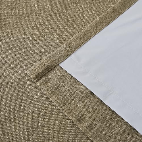 Image of Vision Home Brown Pinch Pleated Full Blackout Curtains Linen Blended Room Darkening Window Curtains 63 inch for Living Room Bedroom Thermal Insulated Pinch Pleat Drapes with Hooks 2 Panel 40 inch Wx63 L