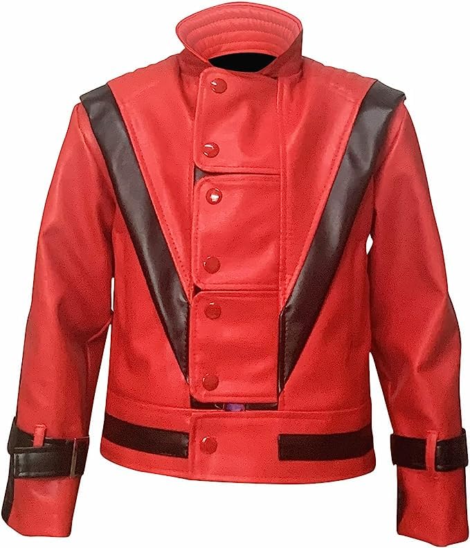Red PU Leather Jacket Costumes for Boys Girls Kids Zip-Up Coat,Kids Halloween Christmas2