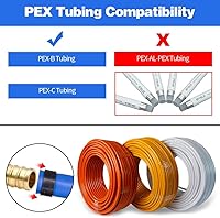 Vista 4 de Paquete de 5 accesorios de codo de oreja, PEX 1/2" x 1/2" NPT hembra adaptador roscado de crimpado, latón, puerto completo para tuberías PEX