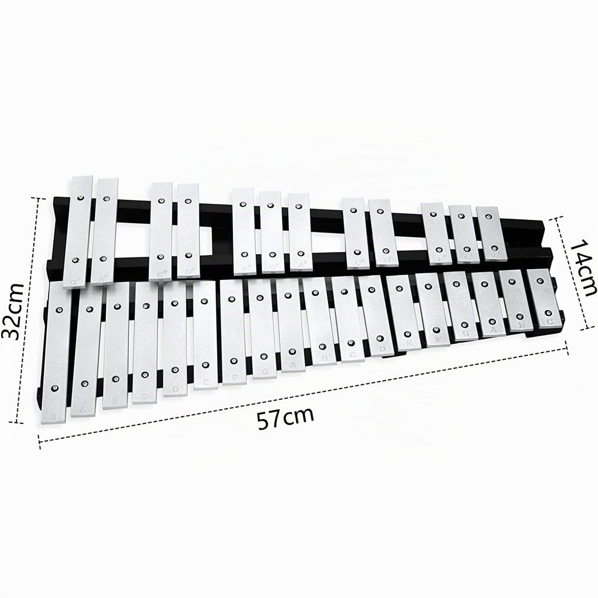 OUUTMEE metalofono Carillón de aluminio, 30 notas, xilófono, barras con 2 baquetas, soporte con maletín de almacenamiento