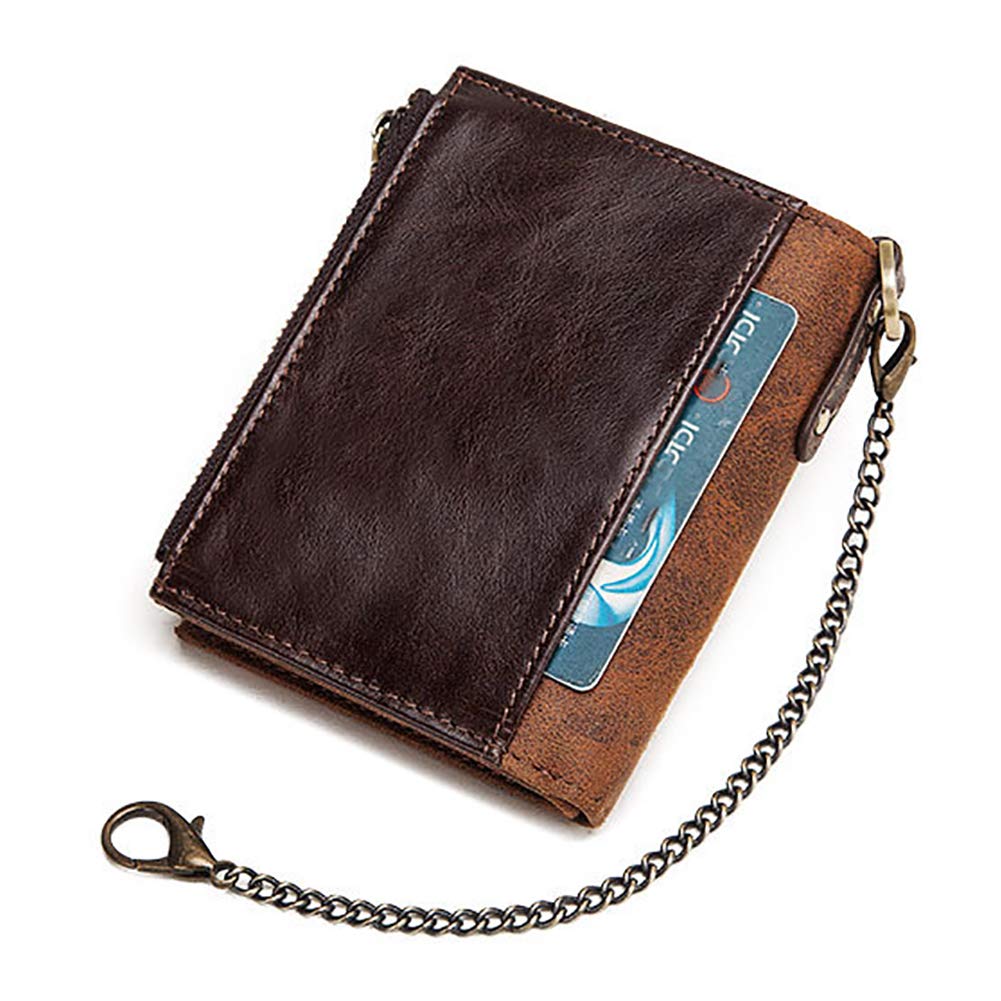 C- Herren Geldbörse Kette Leder Geldbörse Münzfach Herren Reißverschluss Geldbörse Anti Diebstahl Geldbörse für Herren Multi Karten Geldbörsen Brieftaschen,Blu