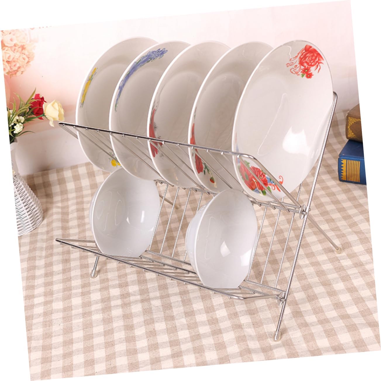 Zerodeko 1pc Kitchen Storage Rack Dish Racks for Kitchen Counter Draining Bowl Dish Organizer