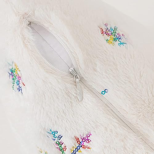 Miniatura 7 de YOUR SMILE Juego de 2 fundas de almohada de Navidad con copos de nieve, decoración de vacaciones, funda de cojín de felpa de terciopelo suave para