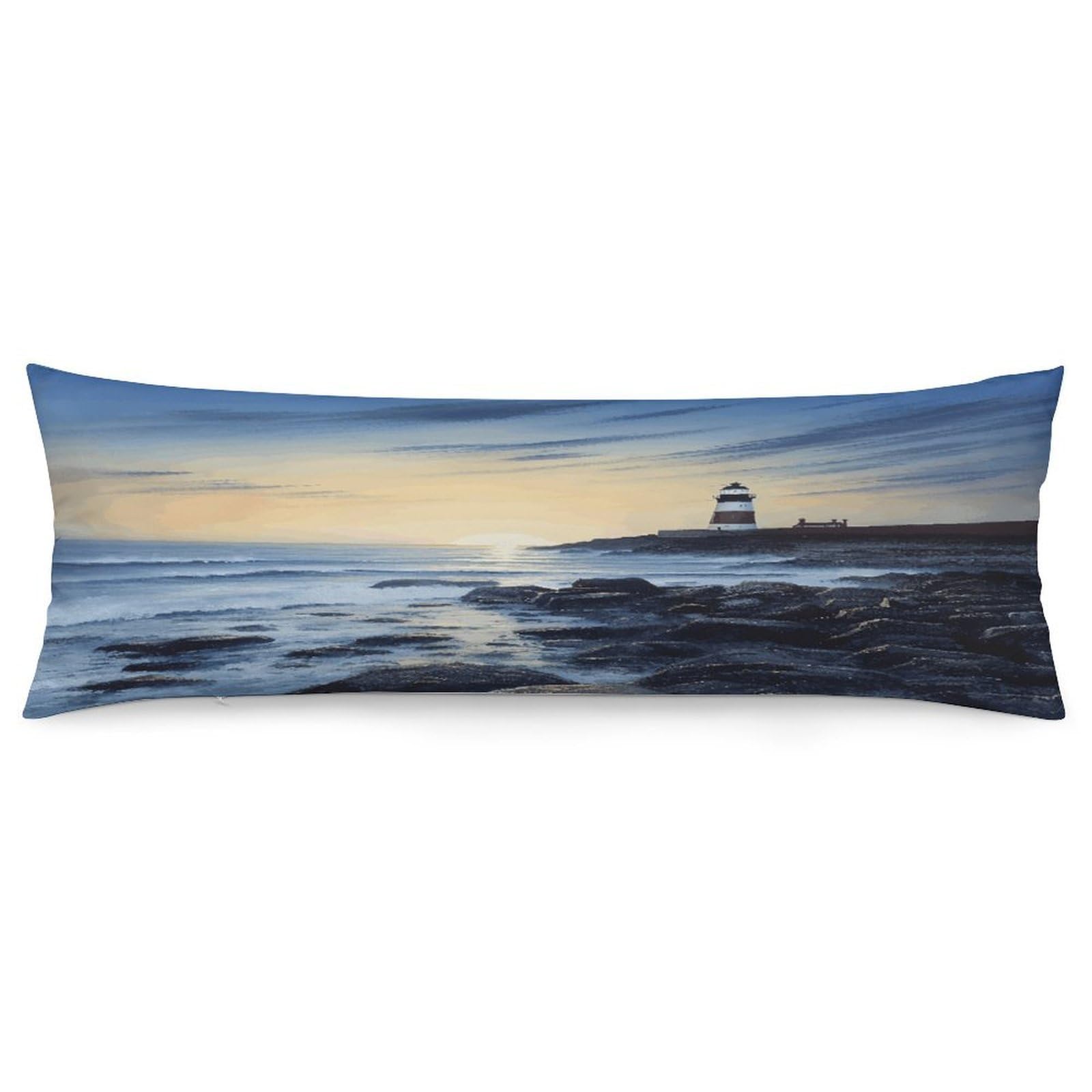 The Seaside Lighthouse Body Pillowcase Soft Breathable Full Long Pillow Cover 20x54 Inches Polyester Pillow Case with Hidden Zipper Closure for Bedroom Home Decorations