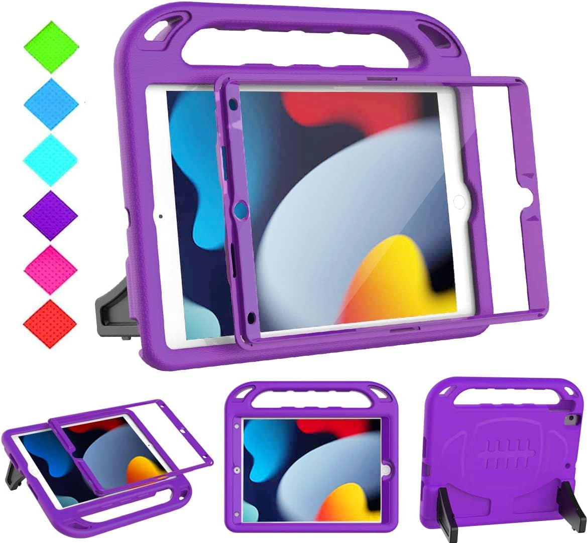 BMOUO Kids Case for New iPad 10.2 2021/2020/2019-iPad 9th/8th/7th Generation Case with Built-in Screen Protector,Shockproof Handle Stand Kids Case for iPad 10.2" 2021/2020/2019 Latest-Purple