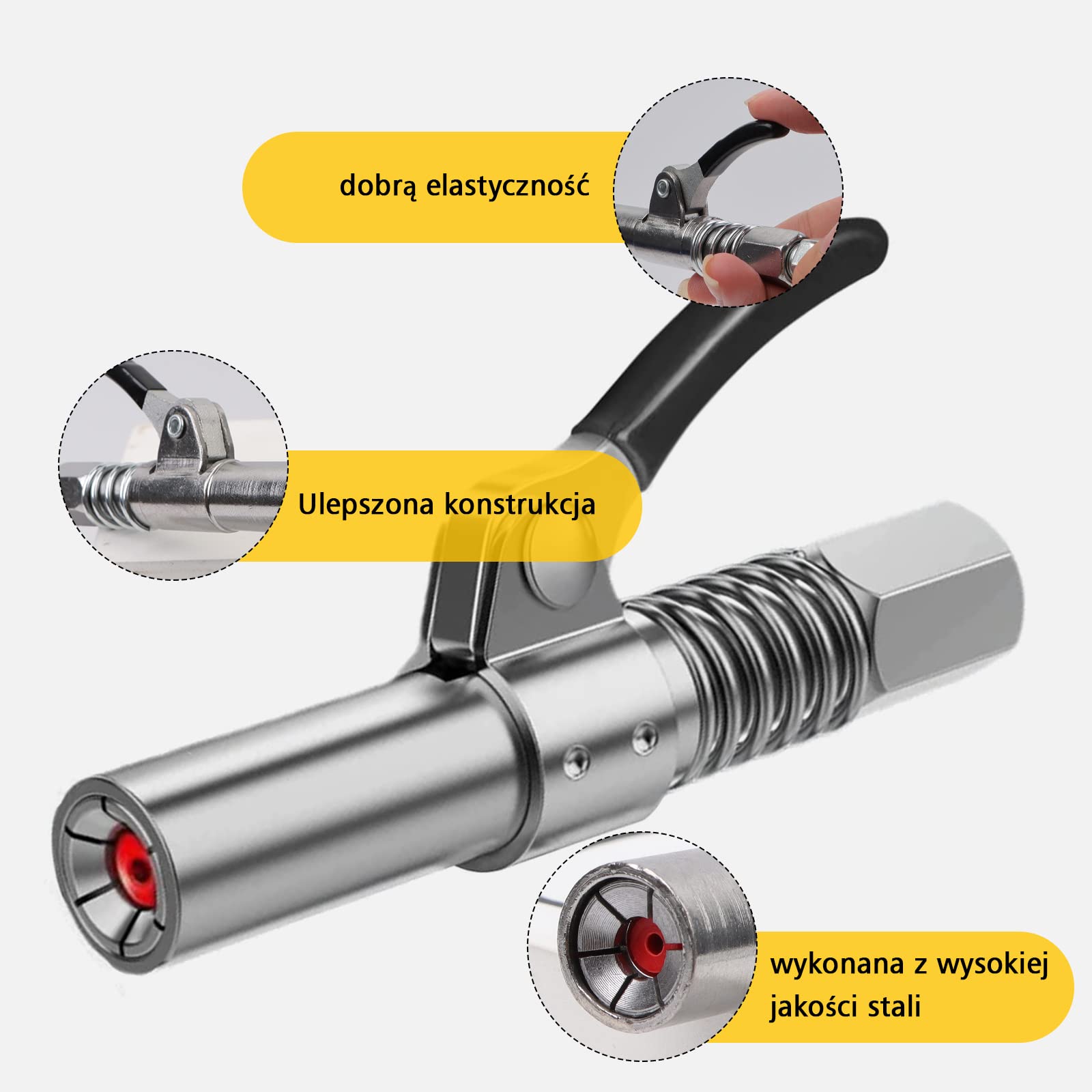 Bocchino con Tubo in Acciaio Inox pressa Grasso Frizione M6-M14 ugello