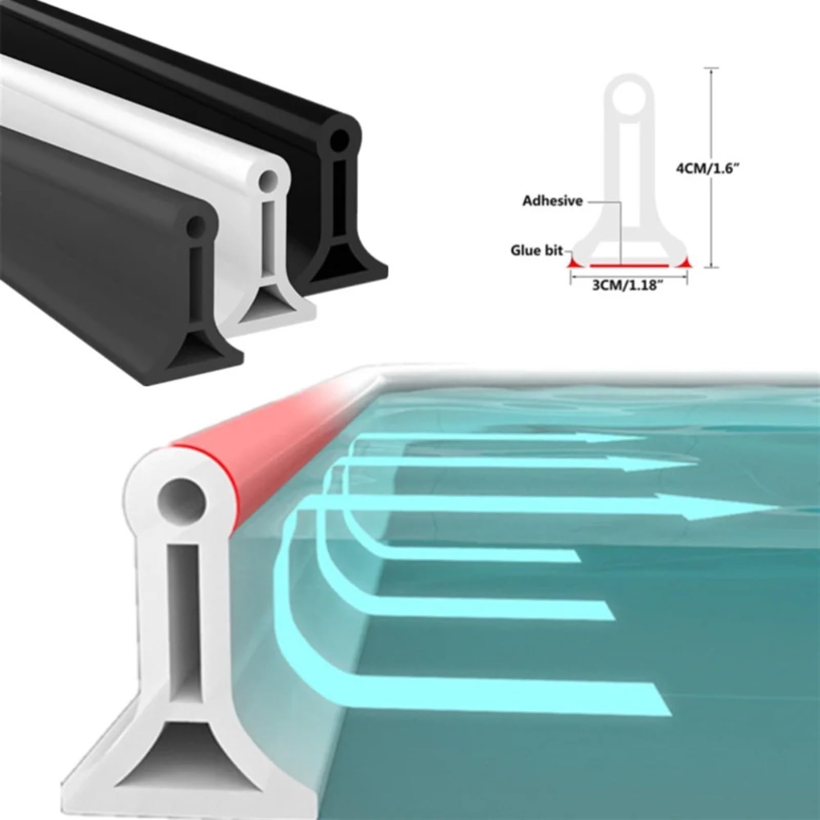 Banda De Barrera contra El Agua Tapón de Agua for baño, Barrera Ducha, umbral Puerta, Bloqueo, Lavabo, Sellado Silicona Flexible a Prueba Salpicaduras para Mampara de Ducha(Gray,400cm)