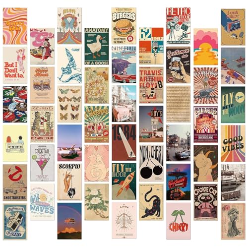 Vintage Travel Postcards Set 50Pcs Retro Travel Posters Cards Wall Art Decoration Post Card Set Scrapbooking Paper for DIY Craft Decor