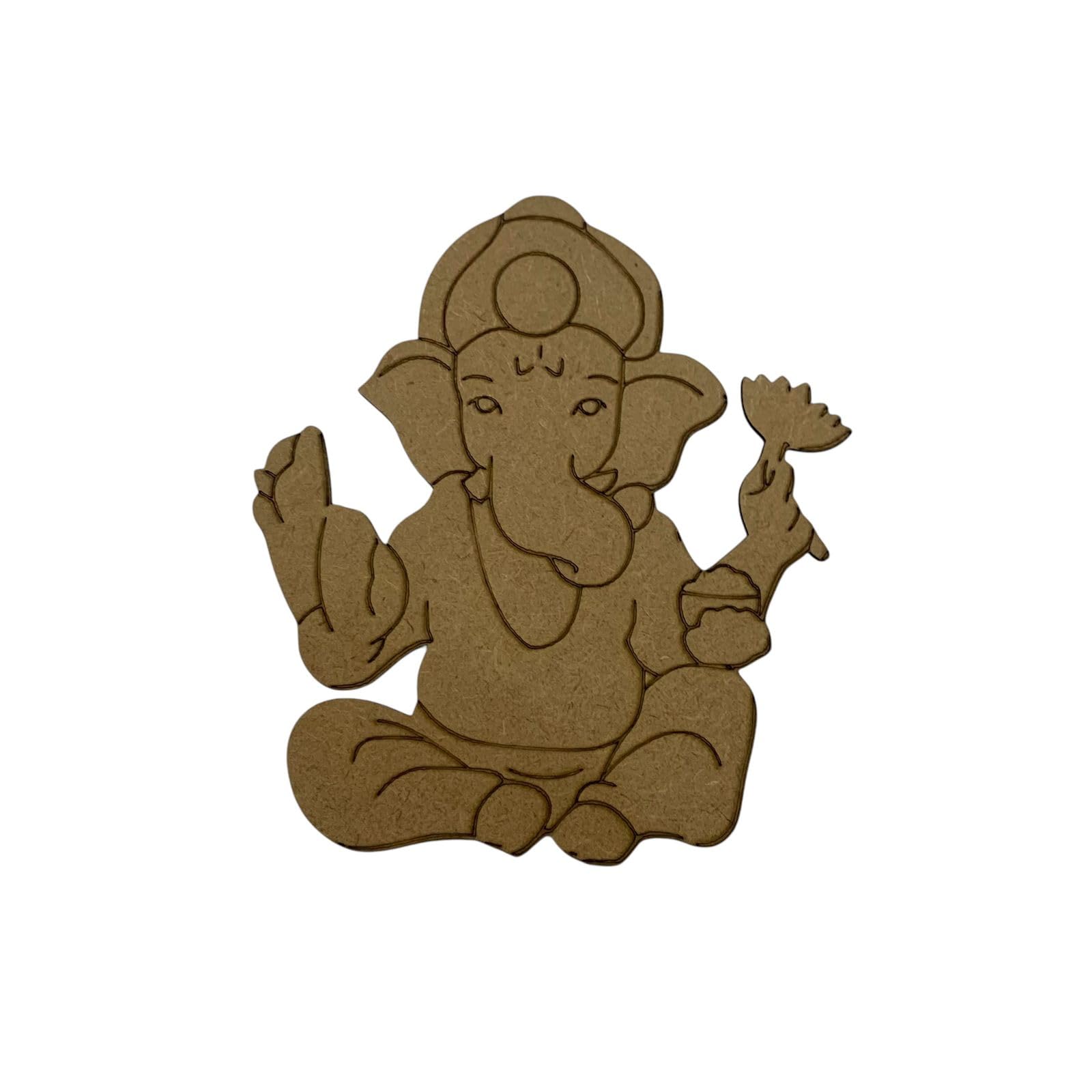 NOZOMI Ganpati Ganesha Flower Cutout Board MDF Boards for Art and Craft,MDF Cutouts for Wall Decoration, Lippan Art, Art and Craft- 10 x 10 cm, 4 Inch, Single Piece-image-6