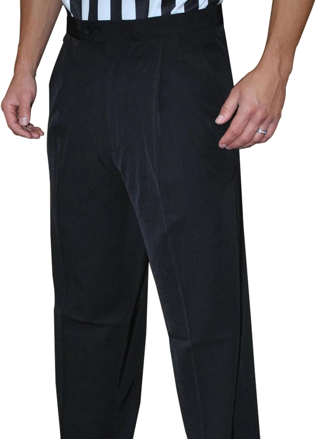 Smitty BKS-281 Premium 4-Way Stretch Black Pleated Official's Pants Slash Pockets Basketball Referee Wrestling
