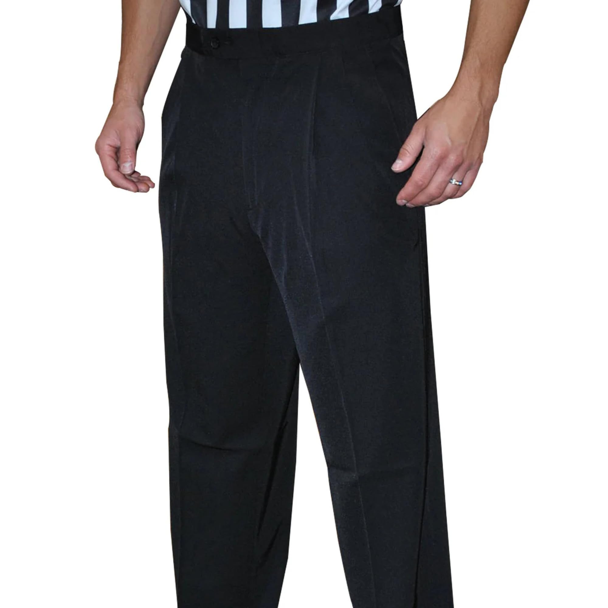 Smitty BKS-281 Premium 4-Way Stretch Black Pleated Official's Pants Slash Pockets Basketball Referee Wrestling (48)