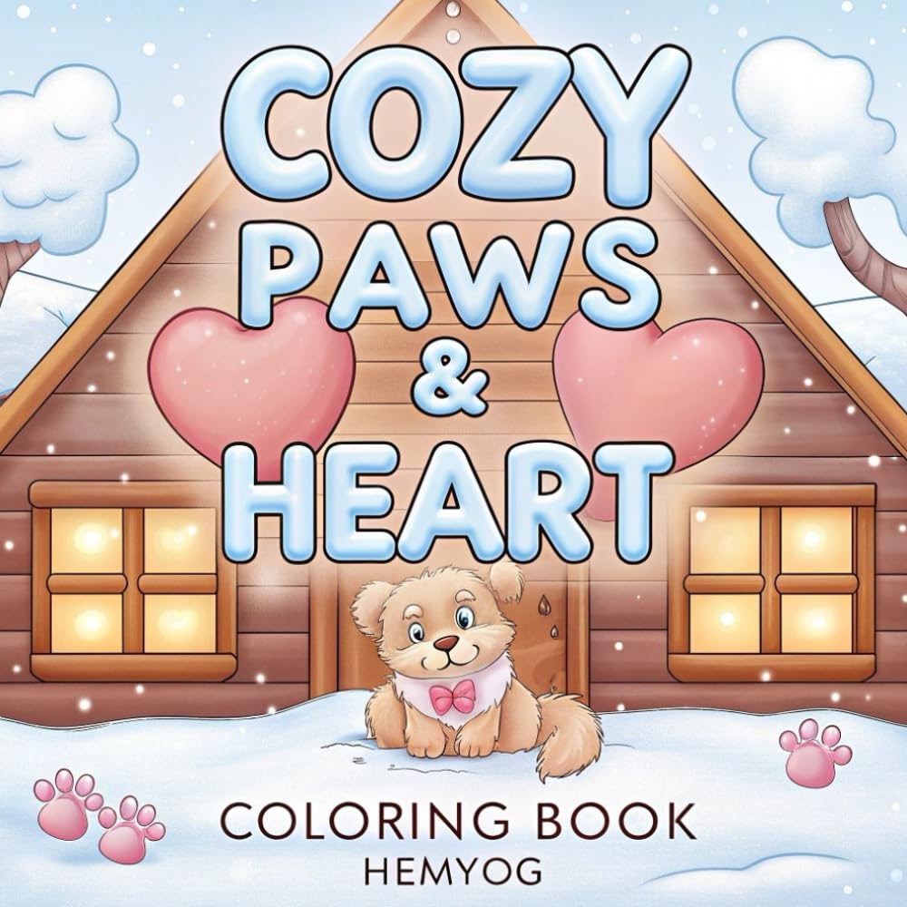 Cozy Paws & Hearts Coloring Book: Cute and Relaxing Animal Designs with Cats, Dogs & Heart Patterns for Stress Relief and Fun: Adorable Cat & Dog ...