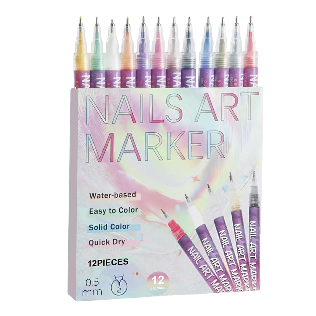 Set di Pennarelli per Graffiti: 12 Colori di Penna per Unghie Graffiti, Strumenti per Nail Art 3D, Impermeabili, Adatti sia agli Adulti che ai Bambini