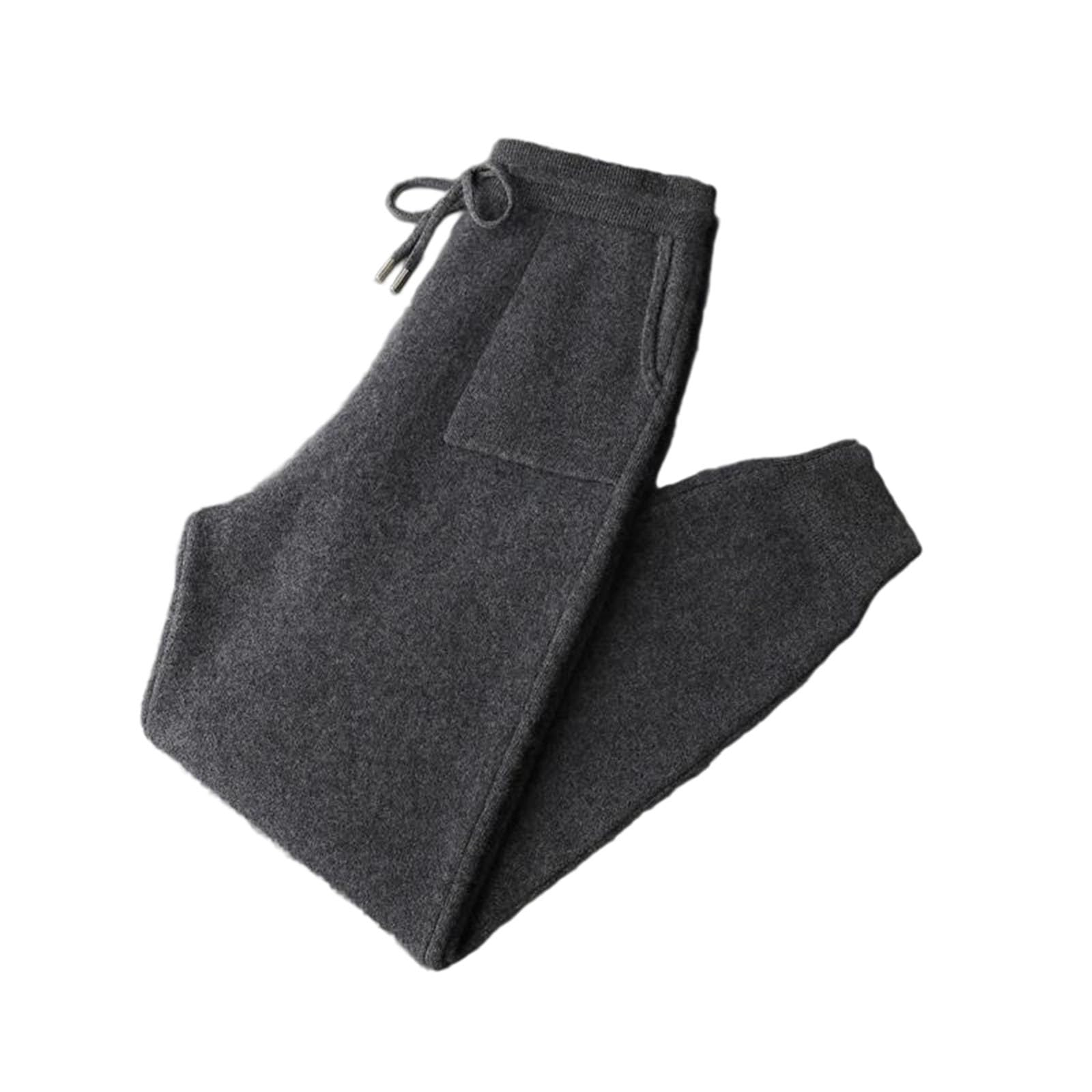Mens Casual Sweatpants Thick Heavyweight Knitted Trousers Basic Soft Warm Pencil Pants with A High Elastic Waistband