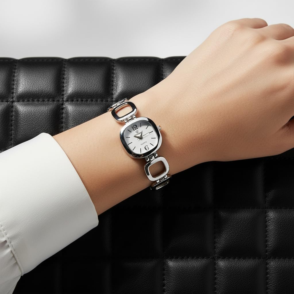 Gift Set Women's Watch Silver- Jewelry Set- Necklace-Ring- Earrings - Band