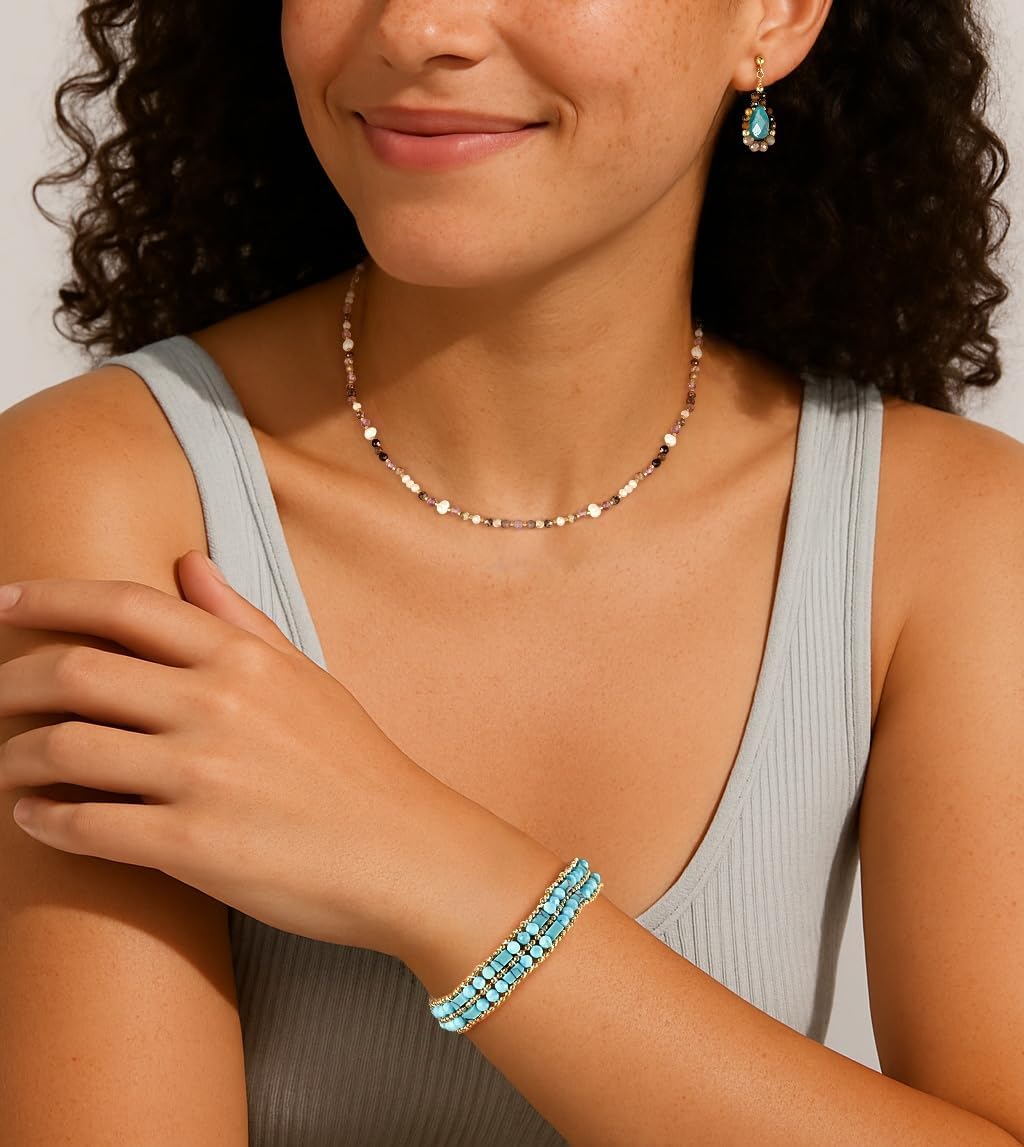 Natural Stone Crystal Bracelet for Women Healing Gemstone Beaded Bracelets Stackable Colorful Boho Summer Vacation Beach Energy Beads Handmade Jewelry for Women - Image 5