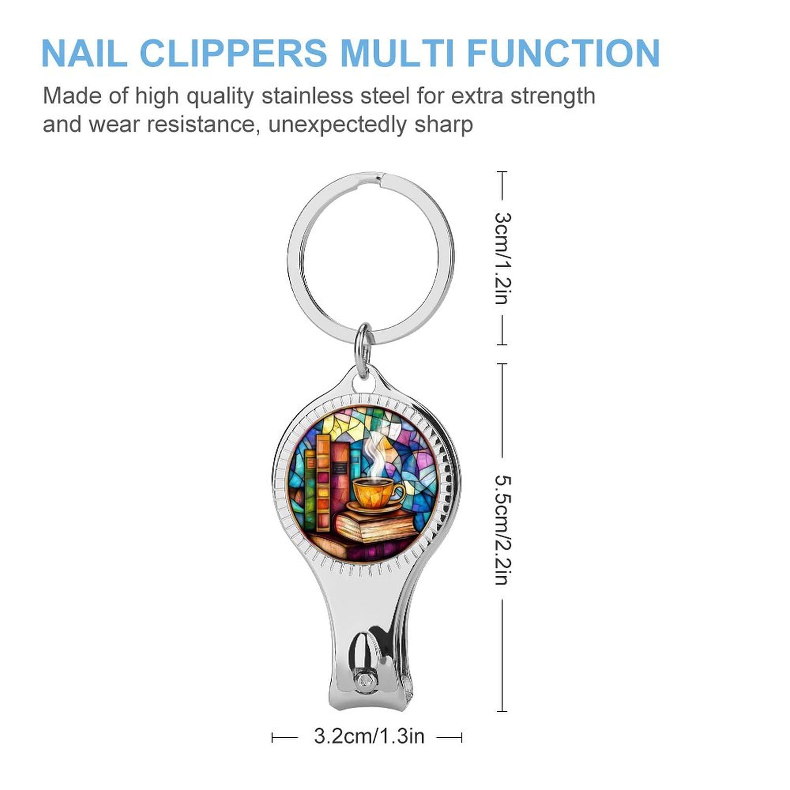 Stained Glass Books and Coffee Cup Nail Clippers Toenail Clipper Cutters Professional Nail Trimmer Nail Cuticle Cutter for Women Men