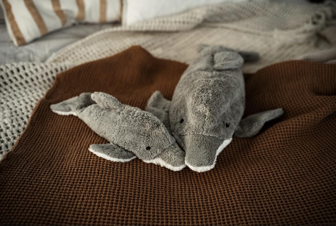 Kleiner SENGER NATURWELT Kuscheltier-Delfin, Grau I Kuscheliger Begleiter, geeignet ab 3 Monaten I GOTS-zertifiziertes Plüschtier mit herausnehmbarem Wärmekissen