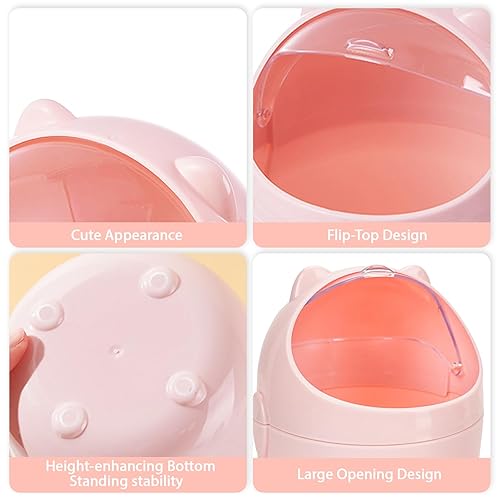 Miniatura 10 de SHAIDOJIO Paquete de 3 bonitos botes de basura de escritorio con 180 bolsas de basura, creativo bote de basura pequeño con tapa abatible, pequeña