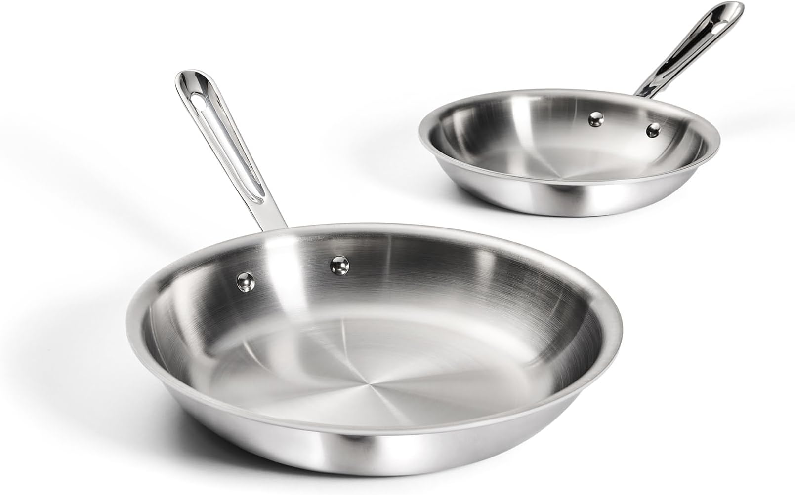 D3 Stainless Steel, 2-Piece Fry Pan Set, Made in the USA | The Original Bonded Professional Cookware, Cooking Set, 8 & 10" Skillet Set, Induction Compatible, Oven Safe up to 600F