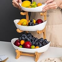 Vista 3 de XUDREZ Cesta de frutas de 3 niveles para encimera de cocina, cuenco de frutas de cerámica de 11 x 8.6 x 13 pulgadas para encimera de cocina, juego