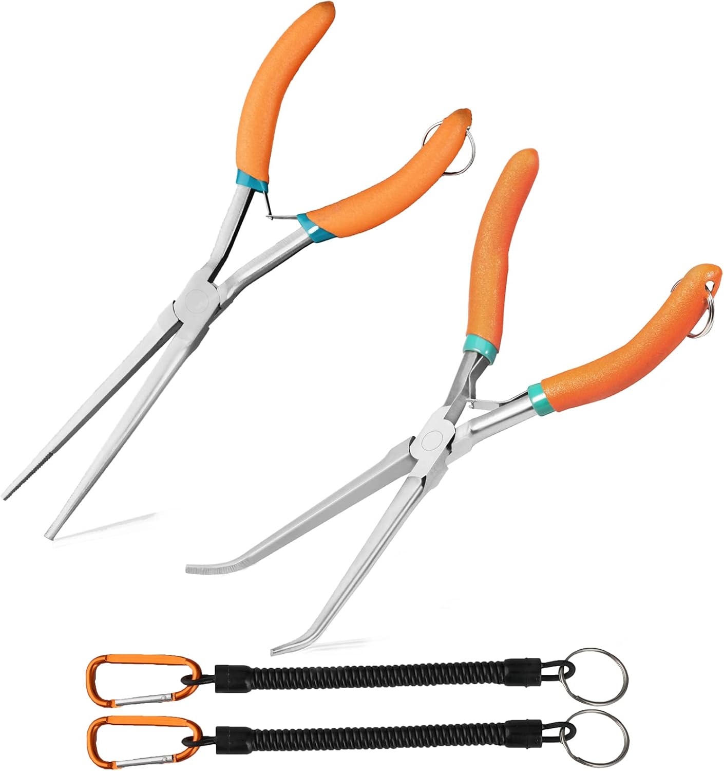 LEONTOOL 2 PCS Extra Long Needle Nose Pliers Bent Needle