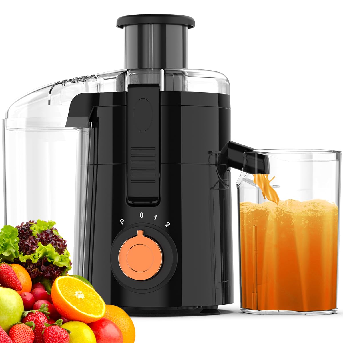 Juicer Machine 500W Centrifugal Juicer Extractor with 3 Speed Wide Mouth 3 Feed Chute for Fruit Vegetable High