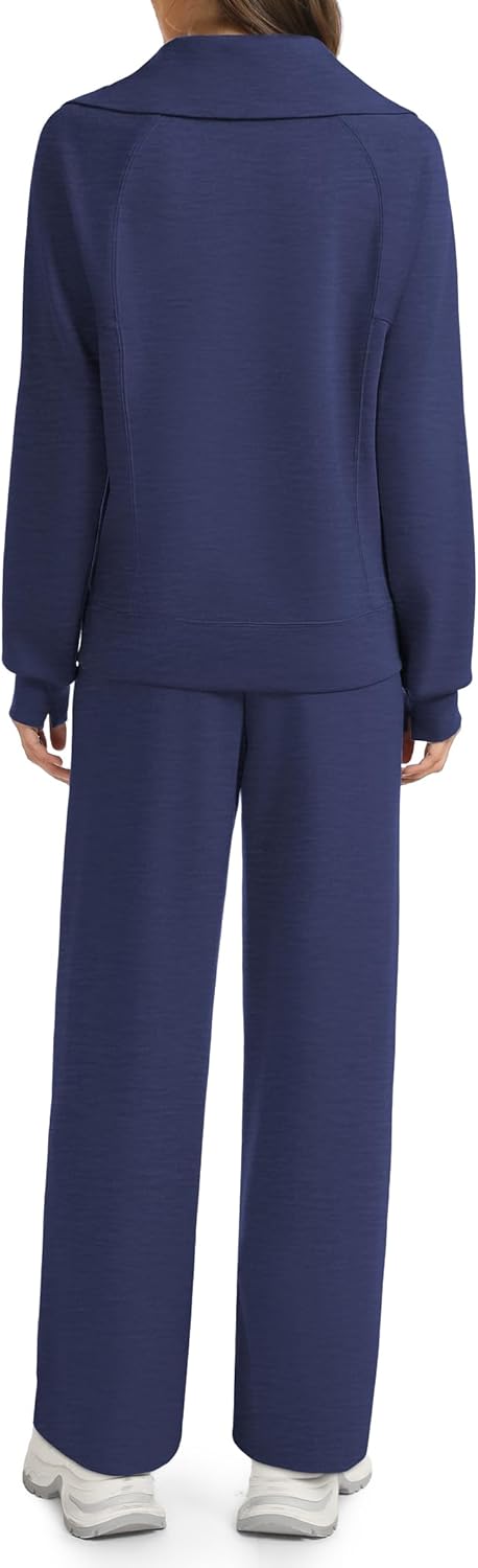 Casly Lamiit Women's 2 Piece Sets Sweatsuit Lapel Half Zip Sweatshirt Sweatpants Lounge Matching Sets Fall Outfits - Image 3