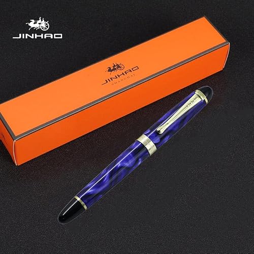 Jinhao X450 Fountain Pen Luxury Set Marble Royal Blue Medium Nib Writing For Stationery Office Supplies With Pen Case #TOP4