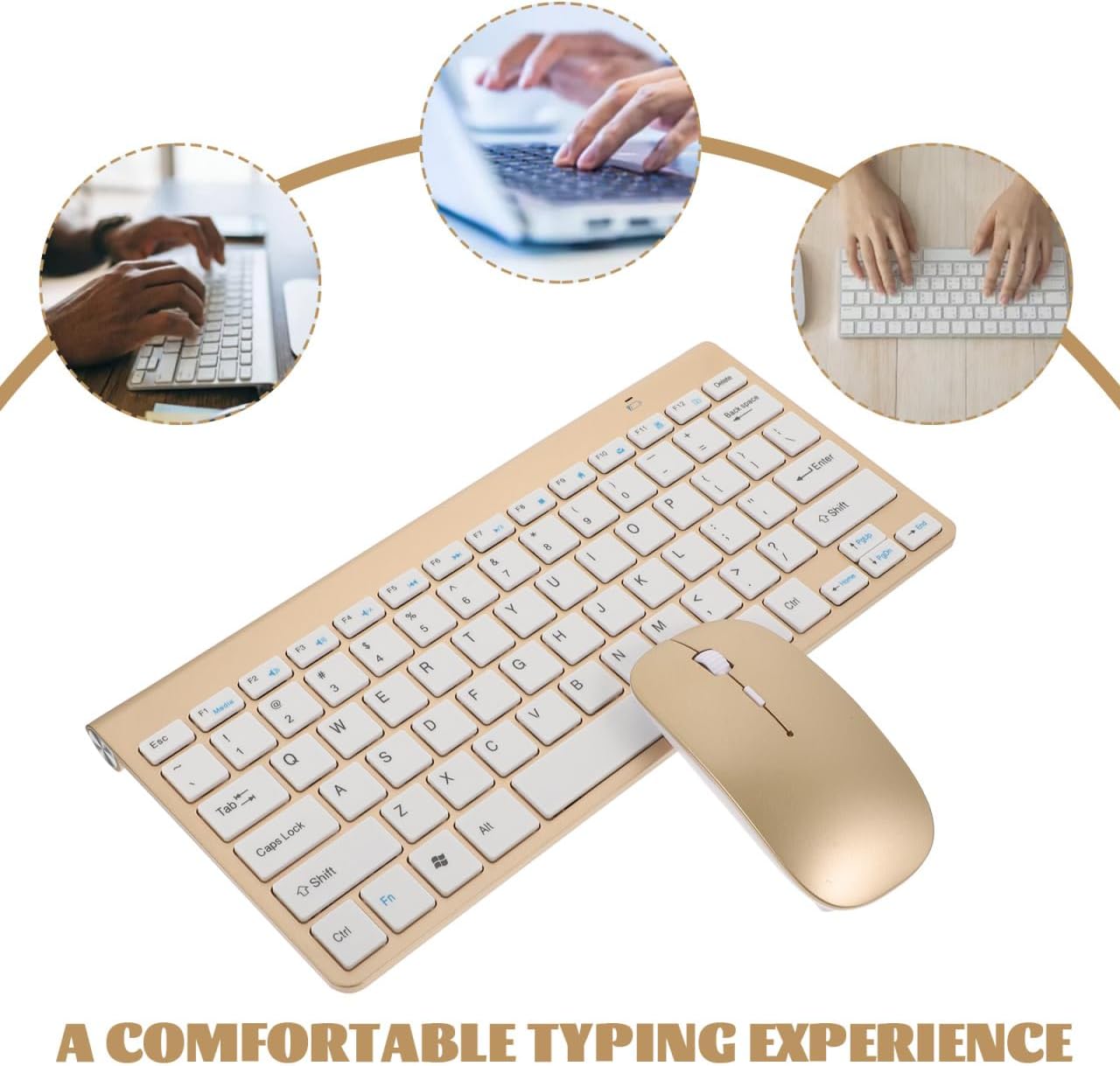 NUOBESTY Wireless Keyboard Mouse Combo 2.4G Gold Set for Laptop PC image 4