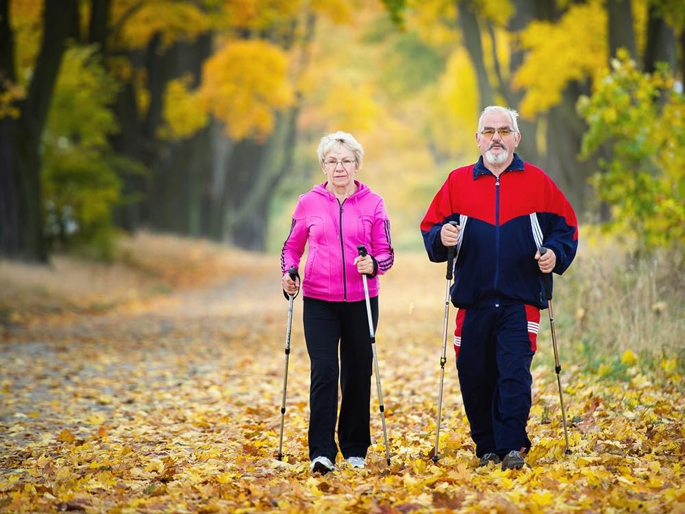Bastoni da trekking con sistema anti-shock - marcia nordica e trekking | alluminio leggero e resistente | Bastoni Nordic Walking - Multisuperficie ed estensibile - 1 paio 135 cm