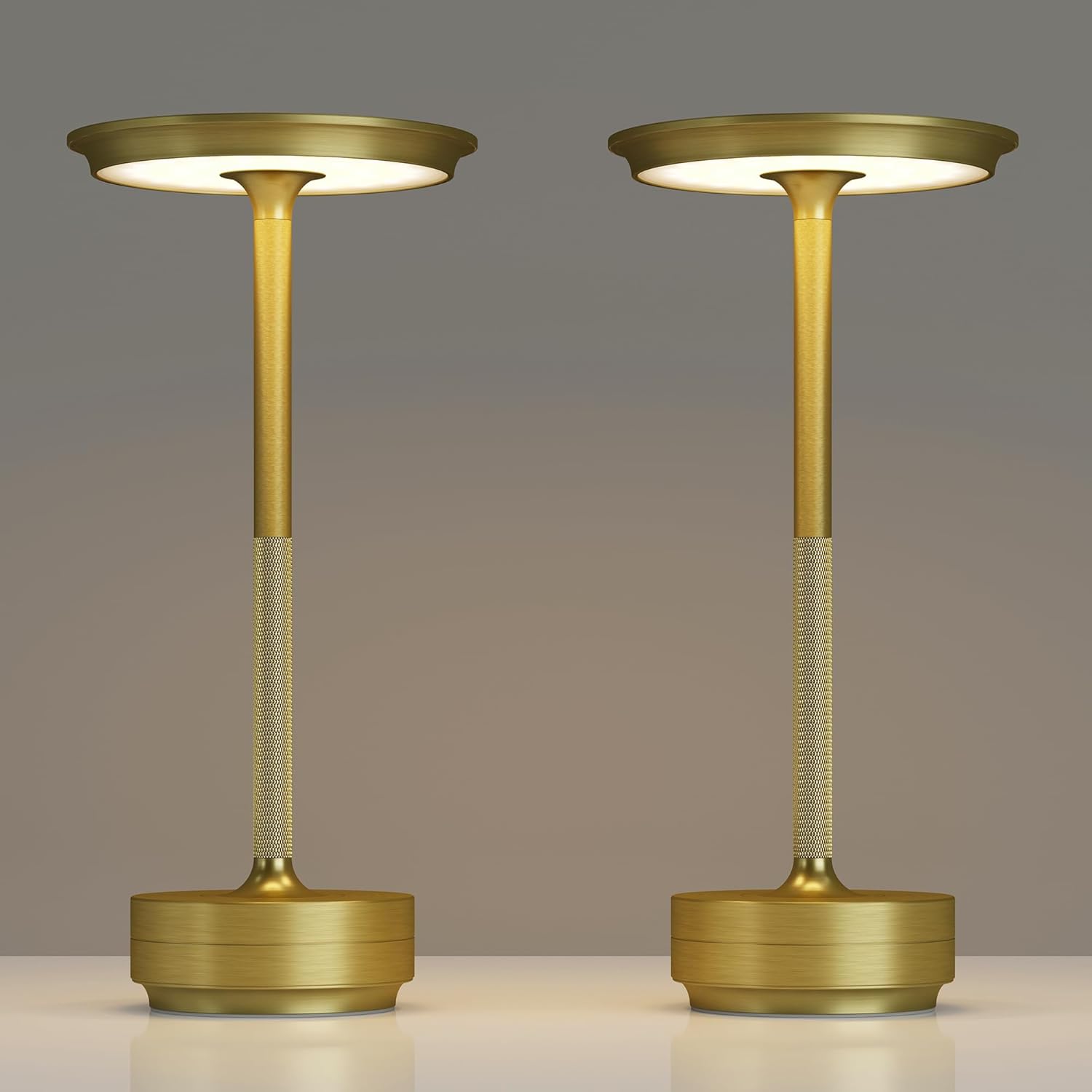 2 Pack Rechargeable Cordless Table Lamps, Portable 5000mAh Battery Table Light, 3 Color Stepless Dimming LED Table Light with Memory Function, for Outdoor/Dinner/Patio/Restaurant.(Gold) Gold-2