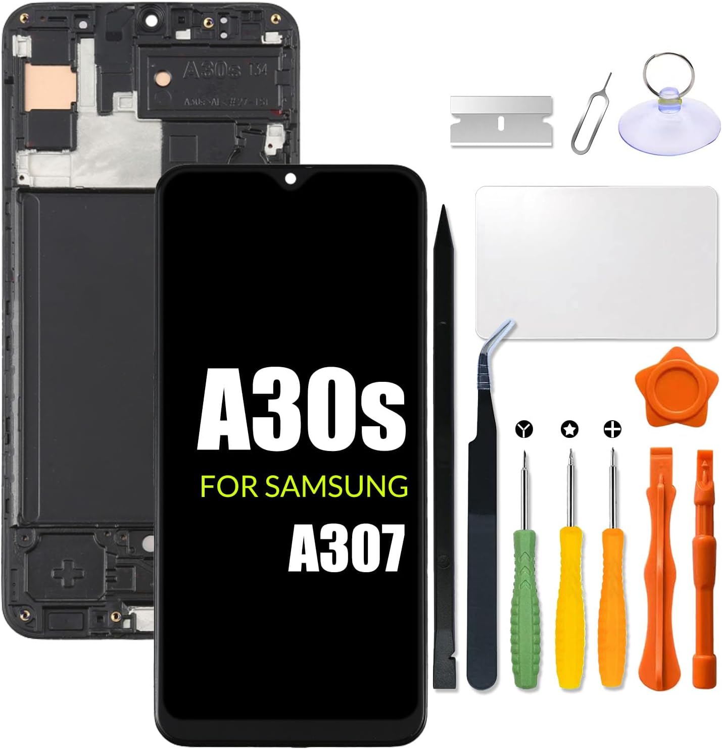 Replacement for Samsung Galaxy A30s LCD Screen with Frame INCELL for Samsung A307 A307F A307FN A307G A307GN A307GT Touch Screen Digitizer Assembly LCD Display with Repair kit(No Figerprint Function)