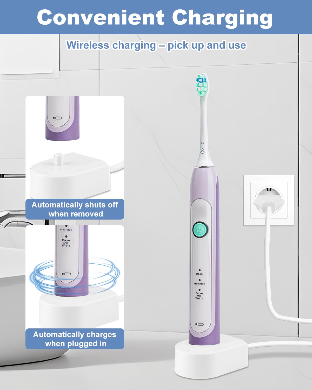 Ładowarka elektryczna do Philips Sonicare, kompatybilna z Philips HX6511 HX6512 HX6530 HX6710 HX6750 HX6780 HX6910 HX6930 HX8000 HX9000 Ładowarka indukcyjna Wodoodporny adapter zastępczy IPX7