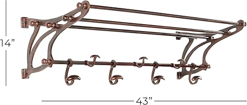 Miniatura 2 de Deco 79 Estante de pared, 43 pulgadas de largo x 18 pulgadas de ancho x 11 pulgadas de alto, marrón