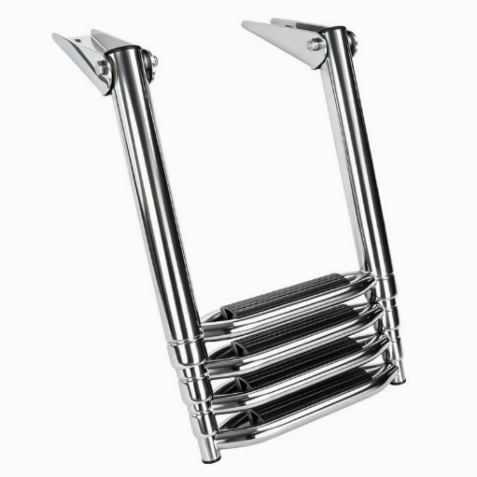 MERIGLARE Échelle Marine Rétractable Pliable en Acier Inoxydable Poli avec Supports Montage Supérieurs pour Accès Stable aux Yachts Voiliers Docks