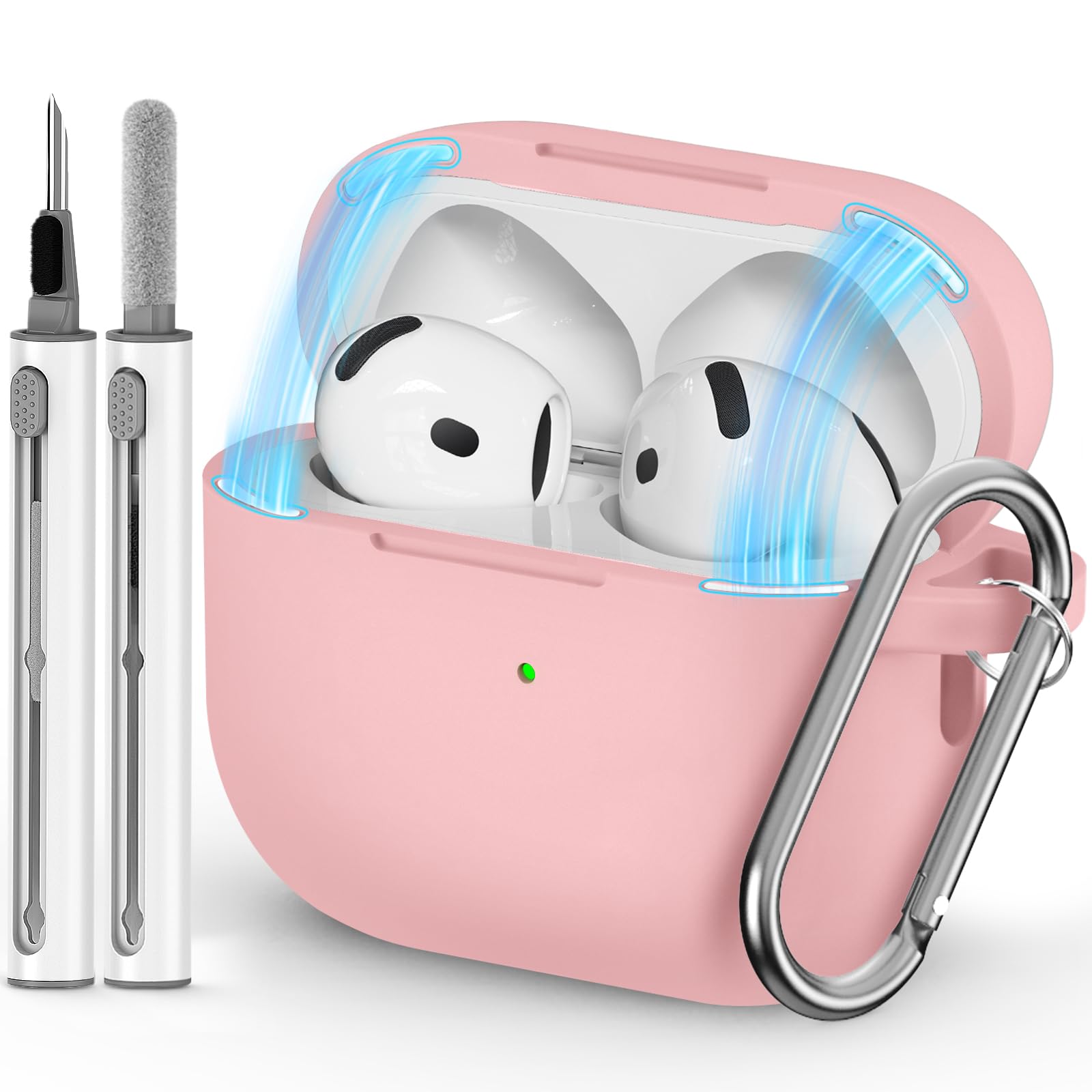 Ljusmicker for AirPods 4 Case 2024 with Cleaner Kit,Soft Silicone Protective Cover for Apple AirPods 4th Generation Cases for Women Men,AirPod 4 Case