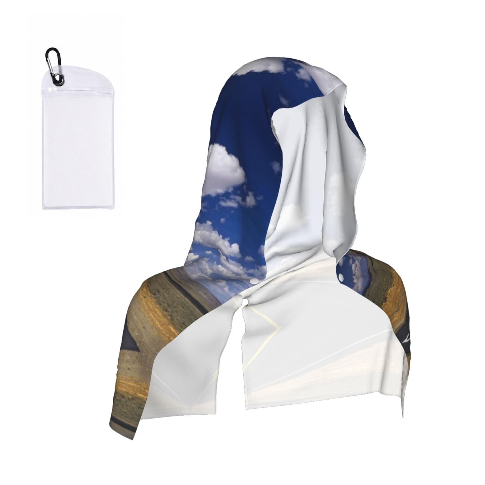 SATUSA Cool Highway Print Cooling Hoodie Towel, Cooling Towels For Neck And Face, Quick Drying Absorbent Cooling Head Towel Beach Camping Gym Construction(2pcs)