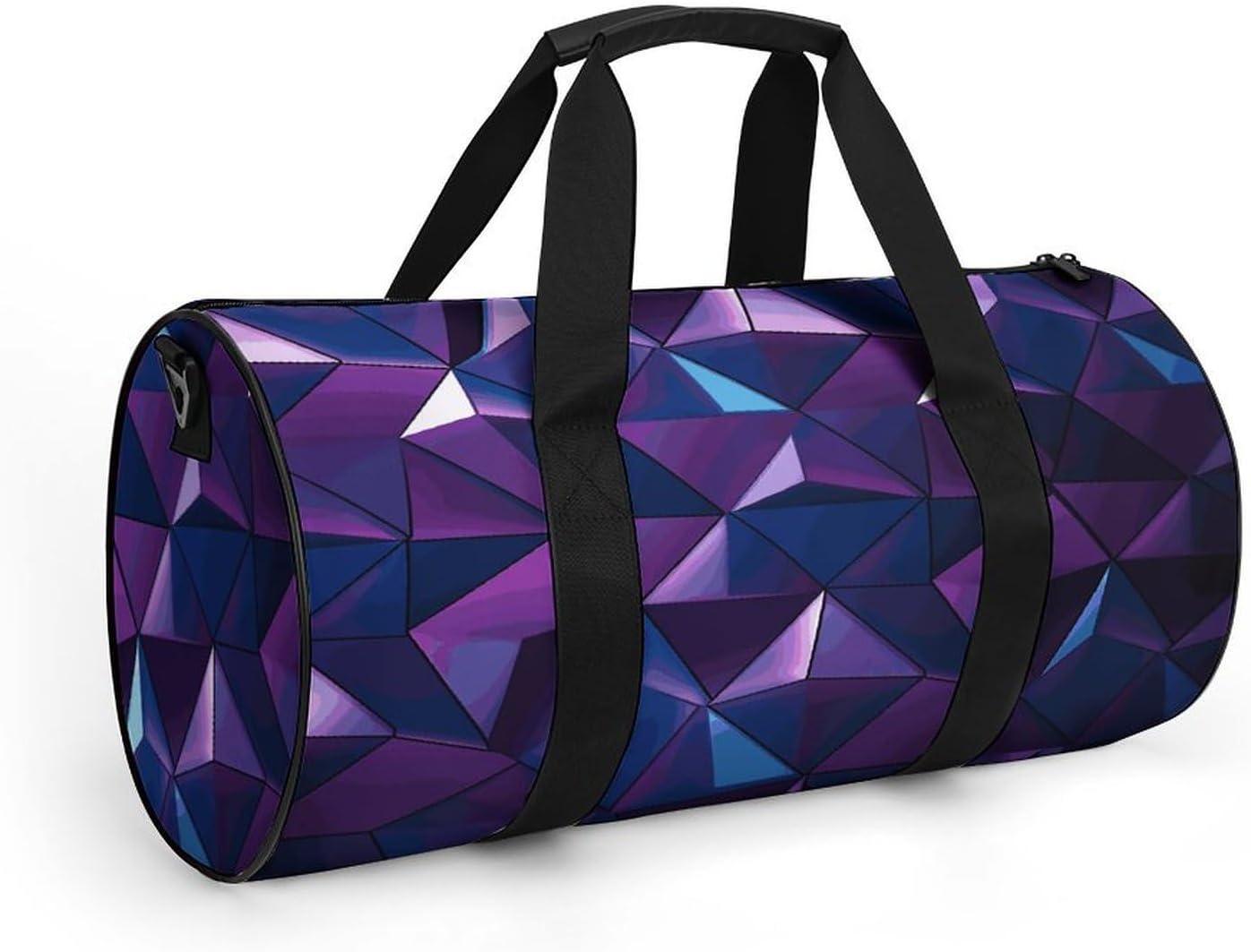 Aesthetic Sports Bag for Women Purple Geometric Printed Duffle Travel Bag for Men Women Mini Workout Bags Cylindrical Gym Bag