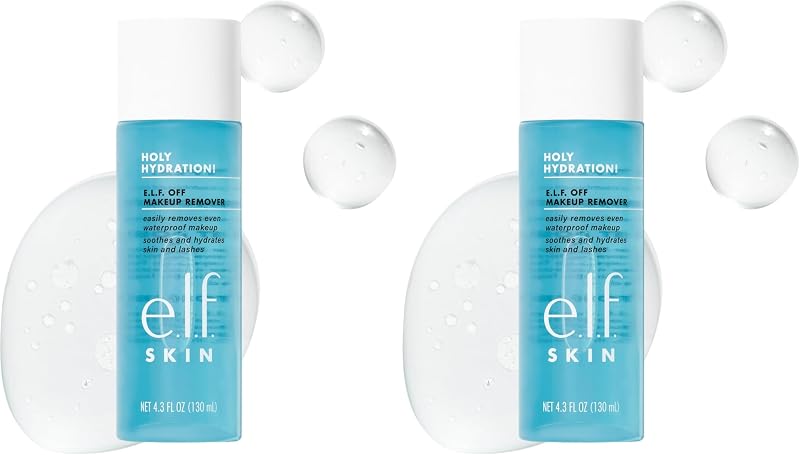 e.l.f. SKIN Holy Hydration Off Makeup Remover,Liquid Makeup Remover For Eye,Lip & Face-Makeup,Gentle Formula,Vegan & Cruelty-free,(Pack of 2)